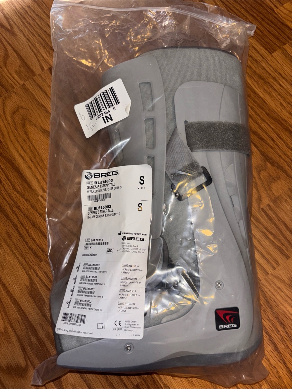 NEW Breg BL525003 Walker Genesis Mid-Calf 3 Strap Boot Size Small Gray